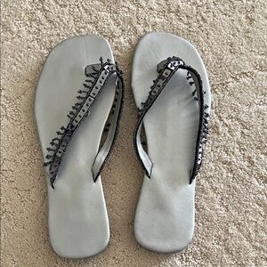 St. Tropez Gray Beaded Sandals
